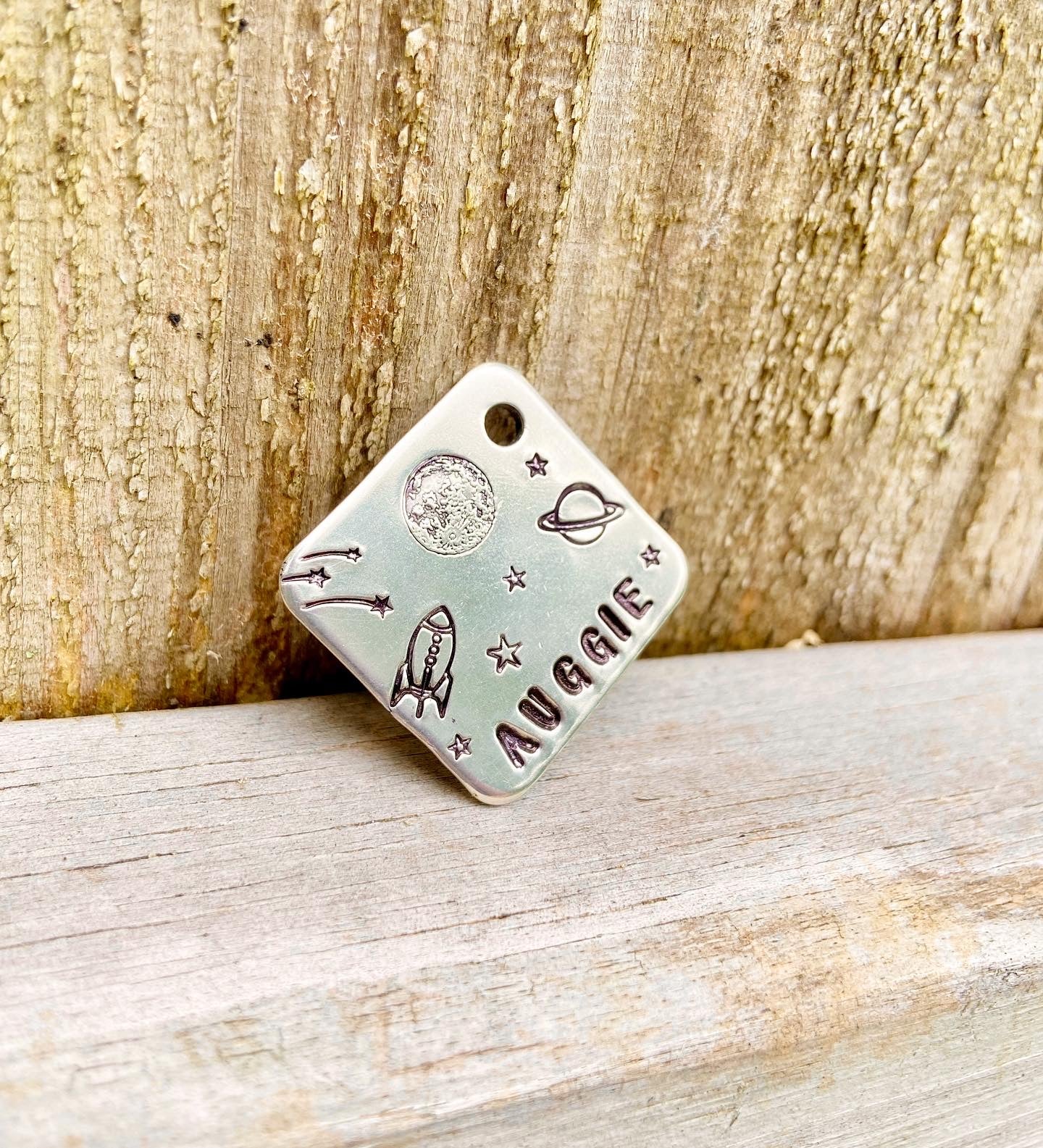 Out of This World Tag Dog ID Tag, Handstamped Dog Tag